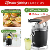 Brentwood 200-Watt 1-Speed Electric Citrus Juicer with 2 Cones and Stainless Steel Lever, Black