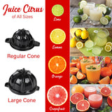 Brentwood 200-Watt 1-Speed Electric Citrus Juicer with 2 Cones and Stainless Steel Lever, Black