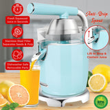 Brentwood 200-Watt 1-Speed Electric Citrus Juicer with 2 Cones and Stainless Steel Lever, Blue