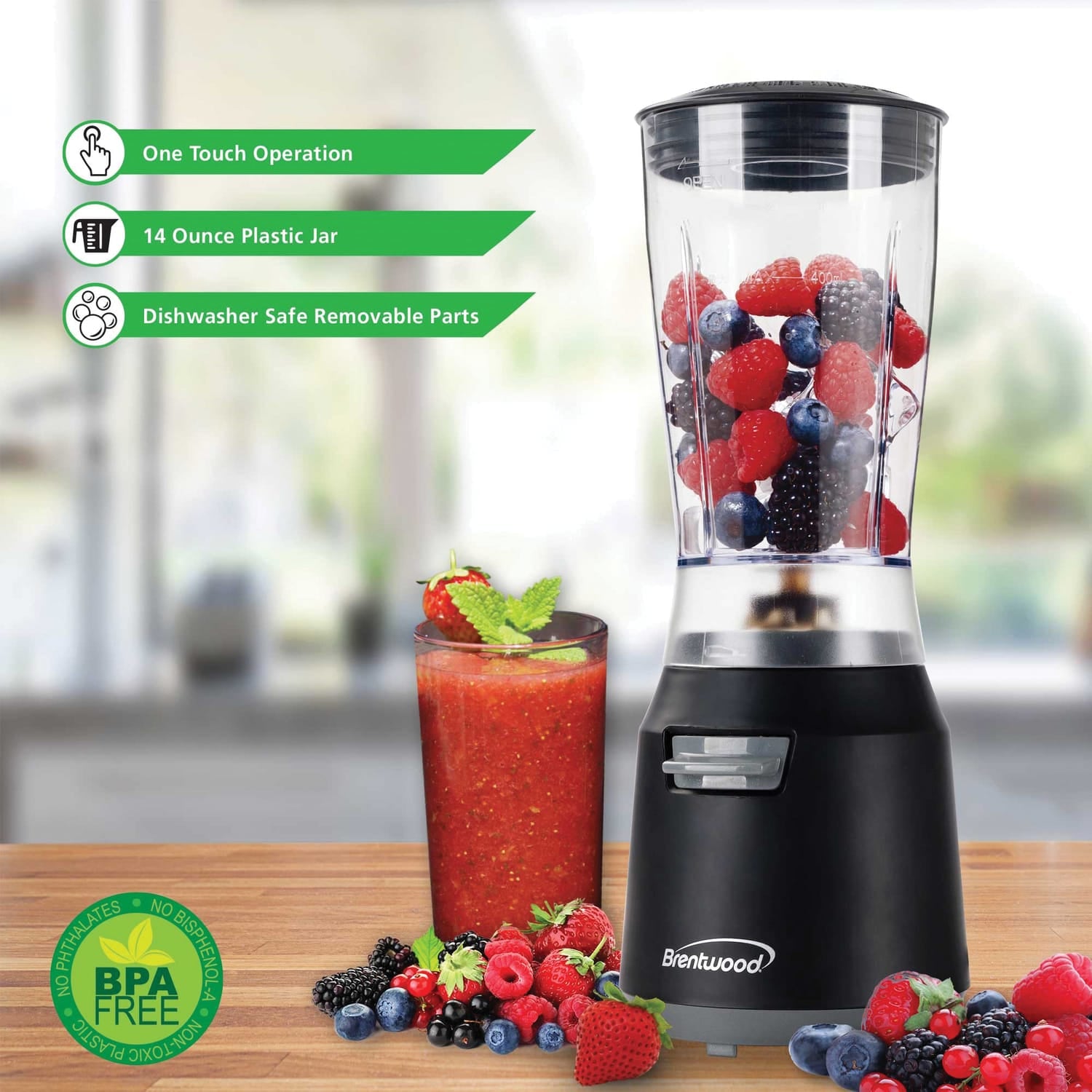Brentwood 180-Watt 14-Oz. Personal Blender, Black/Gray