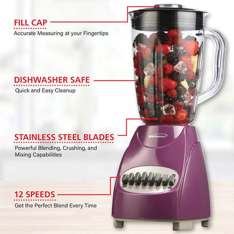 Brentwood 50-Ounce 12-Speed + Pulse Blender, Purple