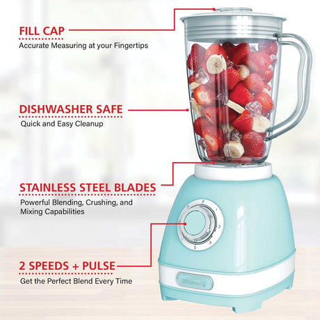 Brentwood 2-Speed Retro Blender with 50-Ounce Plastic Jar