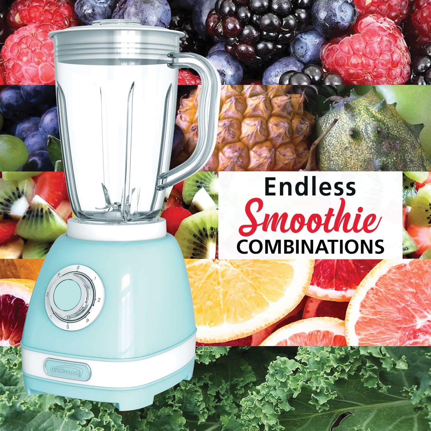 Brentwood 2-Speed Retro Blender with 50-Ounce Plastic Jar