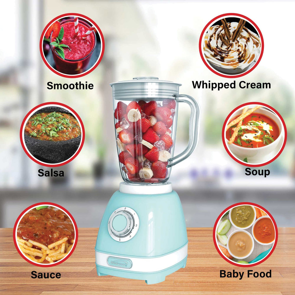 Brentwood 2-Speed Retro Blender with 50-Ounce Plastic Jar