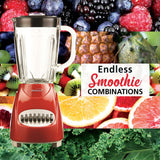 Brentwood 42-Ounce 12-Speed + Pulse Electric Blender with Glass Jar, Red