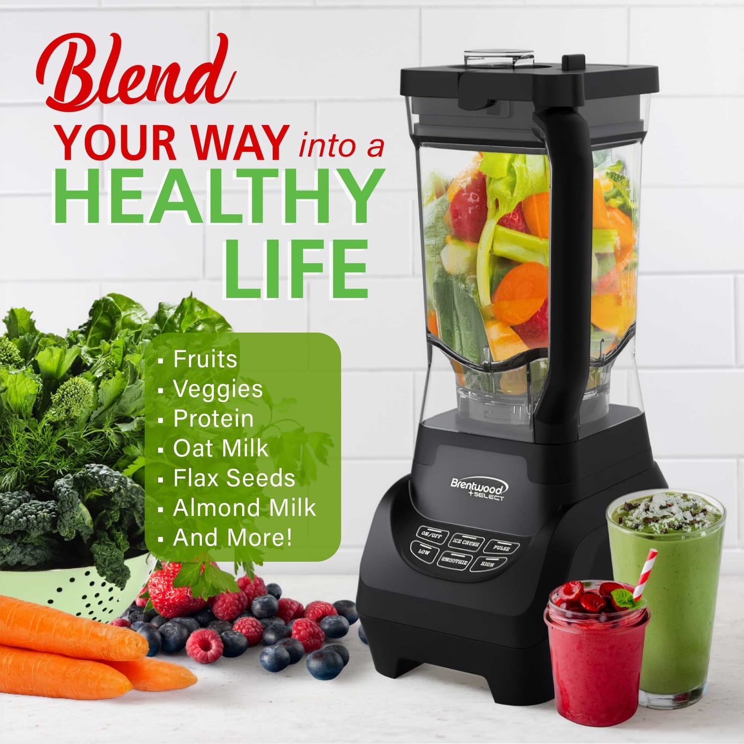 Brentwood Select 8.5-Cup 1000-Watt Professional Smart Blender, Black