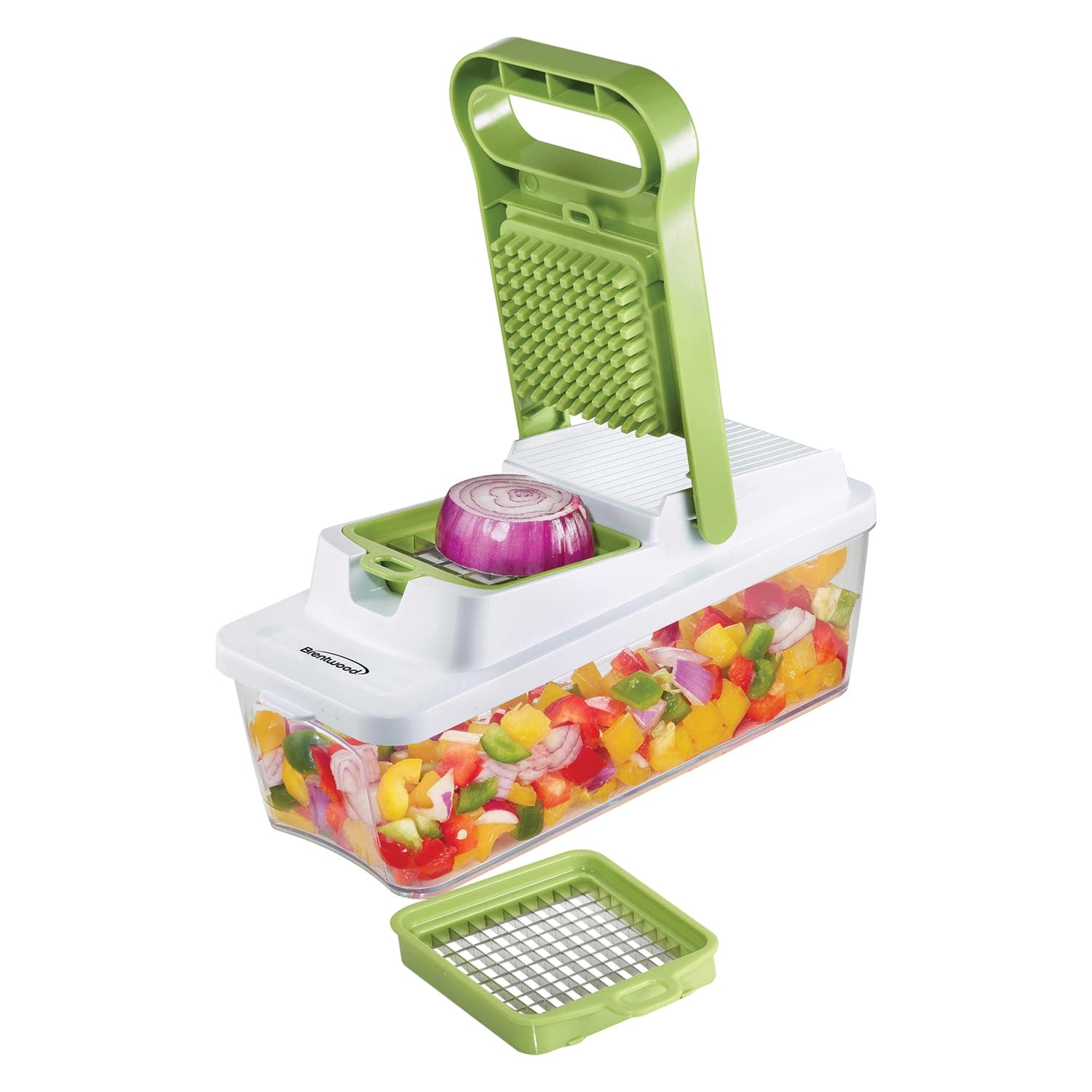 Brentwood Food Chopper and Vegetable Dicer with 6.75-Cup Storage Container and Stainless Steel Blades