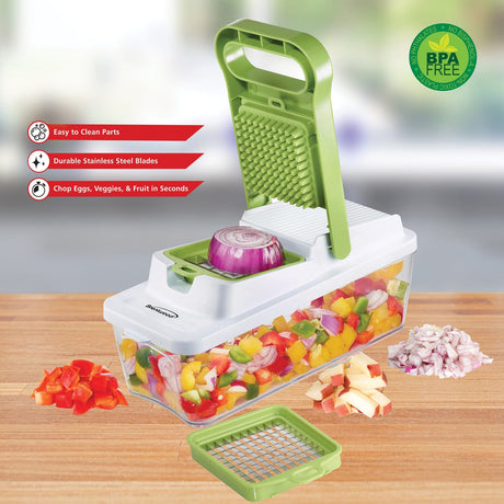 Brentwood Food Chopper and Vegetable Dicer with 6.75-Cup Storage Container and Stainless Steel Blades