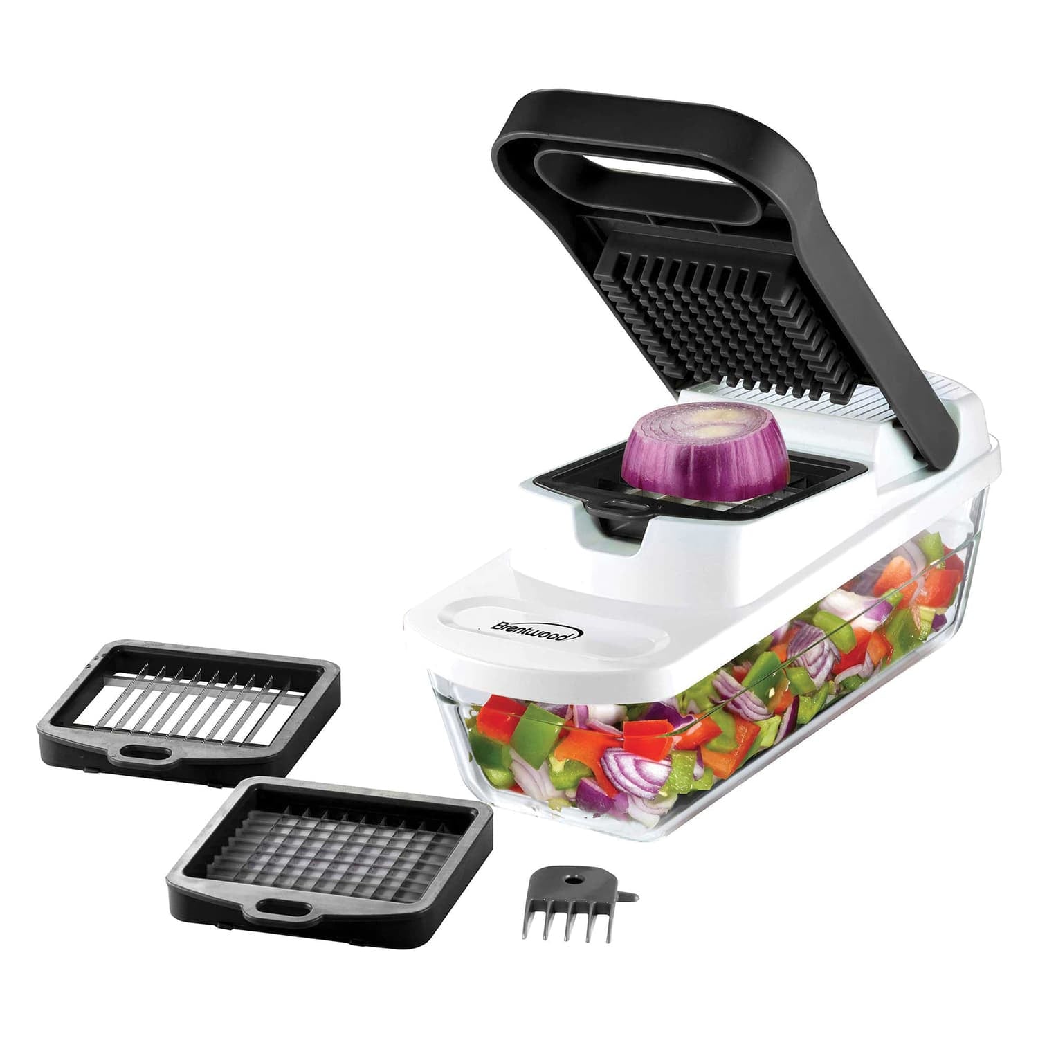 Brentwood Pro Food Chopper and Vegetable Dicer with 6.3-Cup Storage Container and Stainless Steel Blades