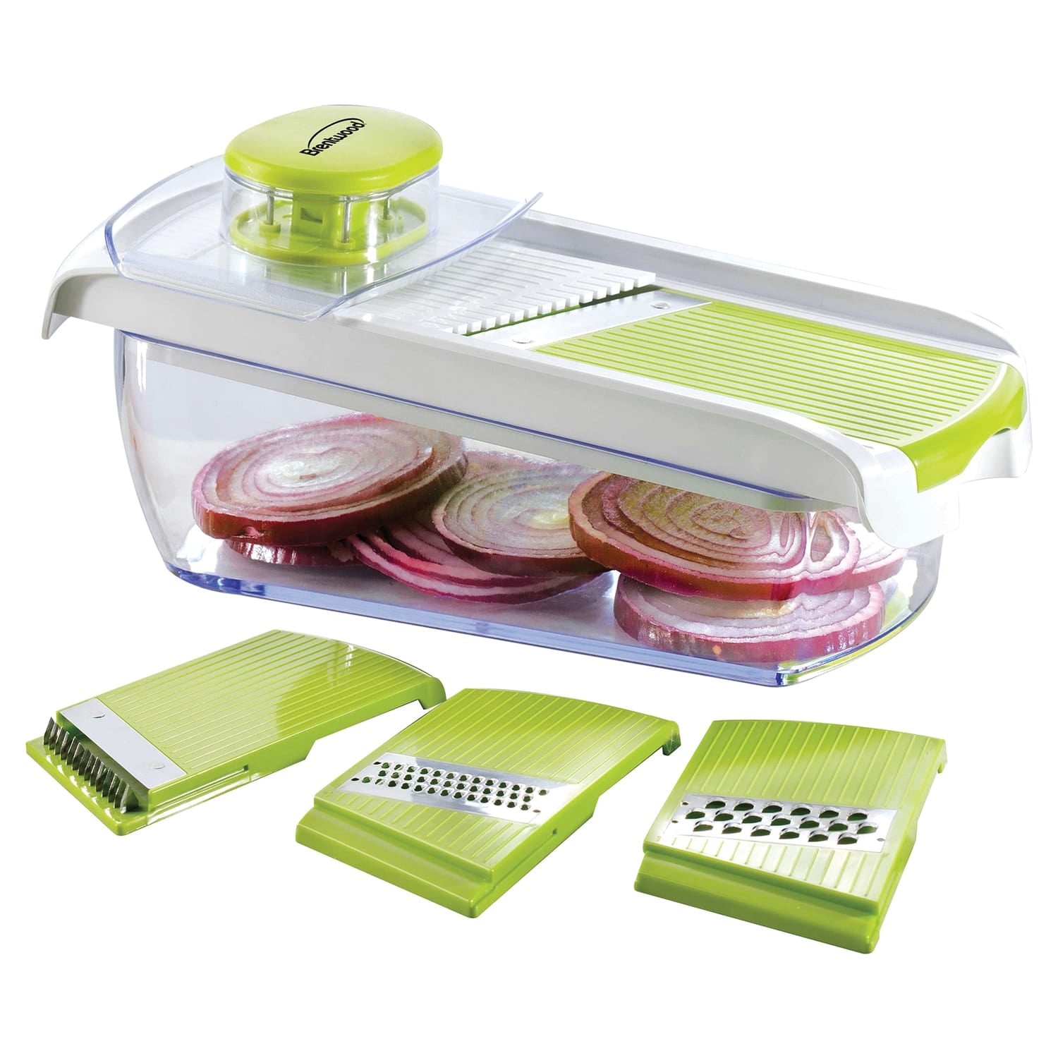 Brentwood Mandolin Slicer with 5-Cup Storage Container and 4 Interchangeable Stainless Steel Blades