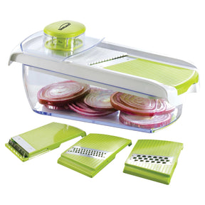 Brentwood Mandolin Slicer with 5-Cup Storage Container and 4 Interchangeable Stainless Steel Blades