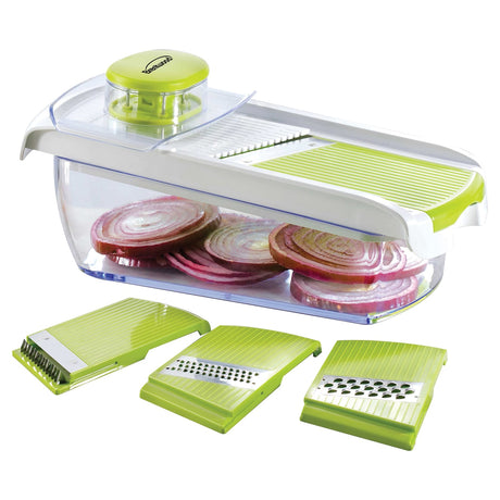 Brentwood Mandolin Slicer with 5-Cup Storage Container and 4 Interchangeable Stainless Steel Blades