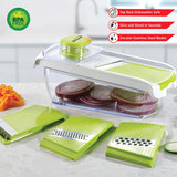 Brentwood Mandolin Slicer with 5-Cup Storage Container and 4 Interchangeable Stainless Steel Blades