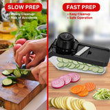 Brentwood Mandoline Slicer and Cheese Grater with 3.6-Cup Storage Container and 6 Interchangeable Stainless Steel Blades, Black