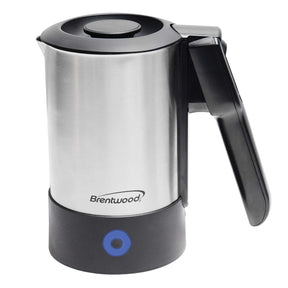 Brentwood KT-1506S 1000-Watt 20-Oz. Dual-Voltage Stainless Steel Electric Travel Kettle, Automatic Shutoff