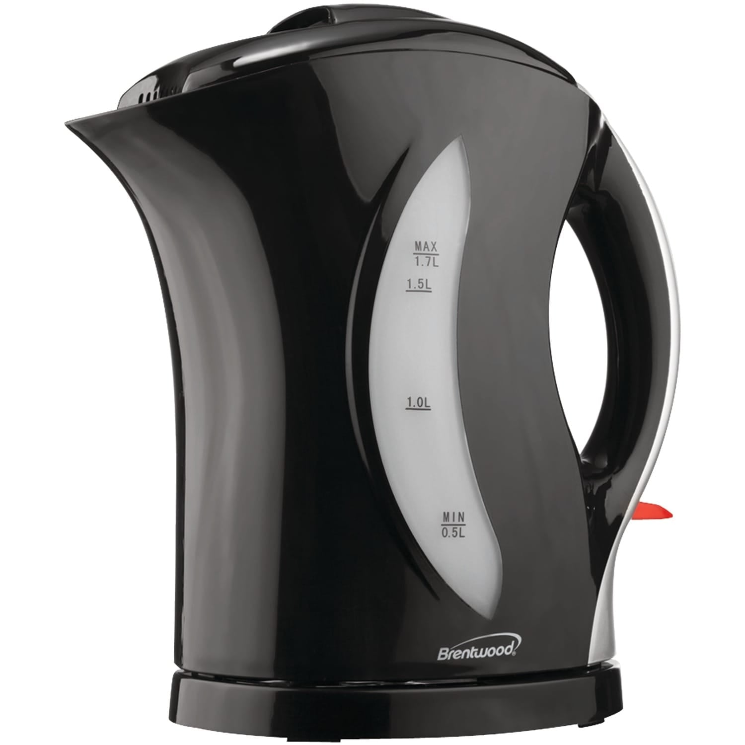 Brentwood 1500-Watt 1.8-Qt. 7-Cup Cordless Plastic Tea Kettle, Auto Shut-off, Black