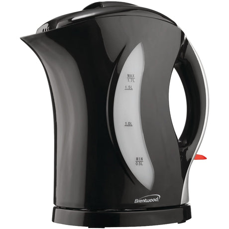 Brentwood 1500-Watt 1.8-Qt. 7-Cup Cordless Plastic Tea Kettle, Auto Shut-off, Black