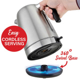 Brentwood 7-Cup 1500-Watt Cordless Electric Stainless Steel Kettle, Black