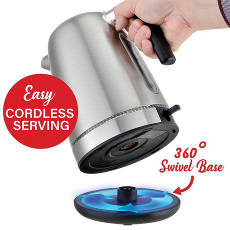 Brentwood 7-Cup 1500-Watt Cordless Electric Stainless Steel Kettle, Black