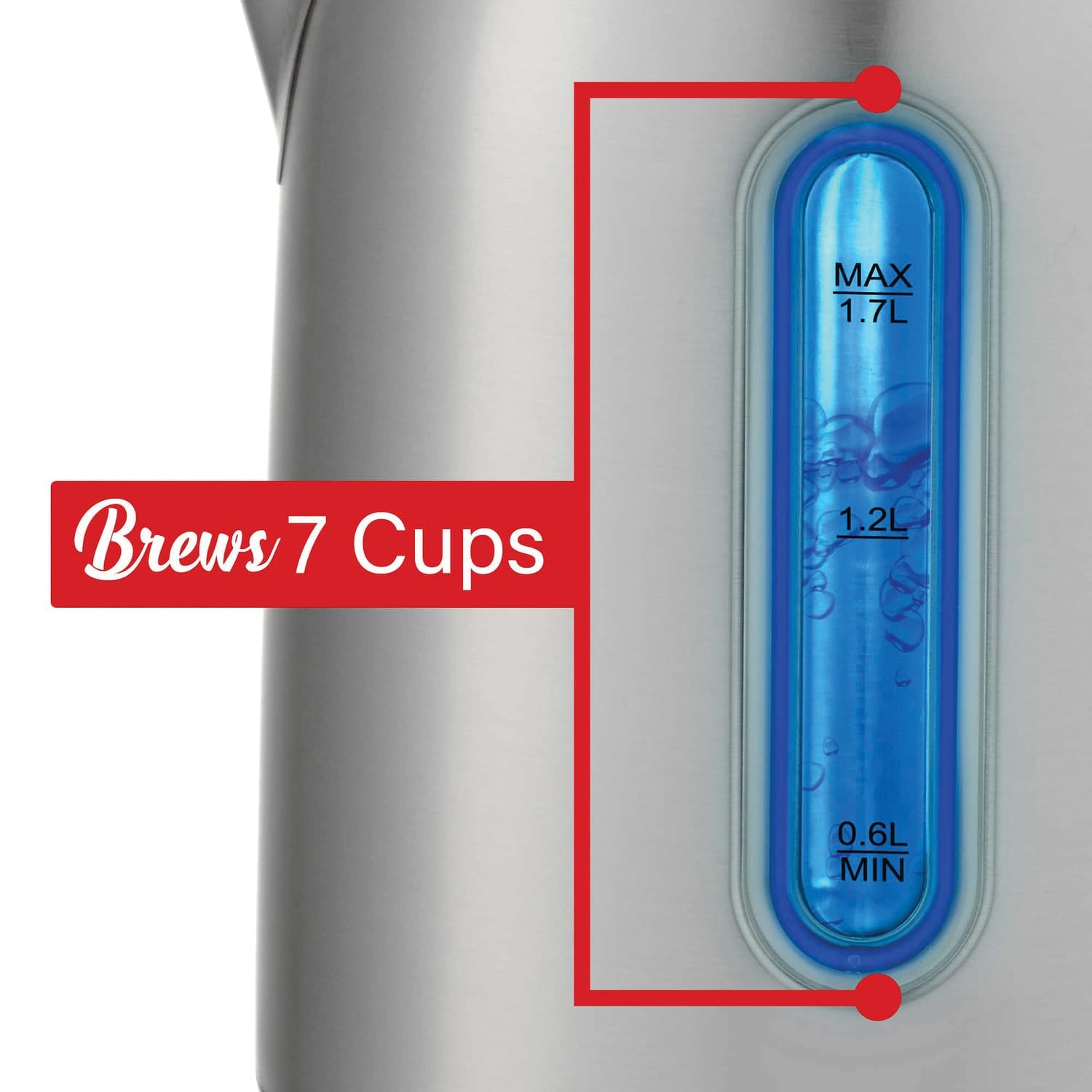 Brentwood 1500-Watt 1.79-Qt. Cordless Digital Stainless Steel Kettle with 5 Temperature Presets and Swivel Base