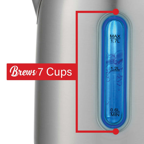 Brentwood 1500-Watt 1.79-Qt. Cordless Digital Stainless Steel Kettle with 5 Temperature Presets and Swivel Base