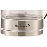 Brentwood 1100-Watt 1.8-Qt. 7-Cup Cordless Tempered-Glass Electric Kettle with Auto Shut-off, White