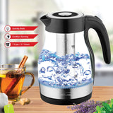 Brentwood 1.79-Qt. 1100-Watt Cordless Glass Electric Kettle with Tea Infuser and Swivel Base, Black