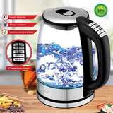 Brentwood 1.79-Qt. Cordless Digital Glass Electric Kettle with 6 Precise Temperature Presets and Swivel Base
