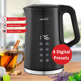 Brentwood 1100-Watt 1.7-L Cordless Cool-Touch Digital Electric Kettle with Stainless Steel Interior, BTWKT2015DBK