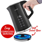 Brentwood 1100-Watt 1.7-L Cordless Cool-Touch Digital Electric Kettle with Stainless Steel Interior, BTWKT2015DBK