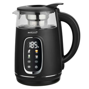 Brentwood 1100-Watt 1.7-L Cordless Digital Glass Electric Kettle with Tea Infuser, Black