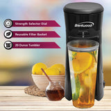 Brentwood Single-Serve Iced Coffee and Tea Maker with 20-Oz. Insulated Tumbler and Reusable Filter