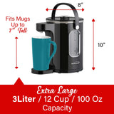 Brentwood 1100-Watt 3-L Digital Glass Instant Hot Water Dispenser with Tea Infuser, KT-2230BK