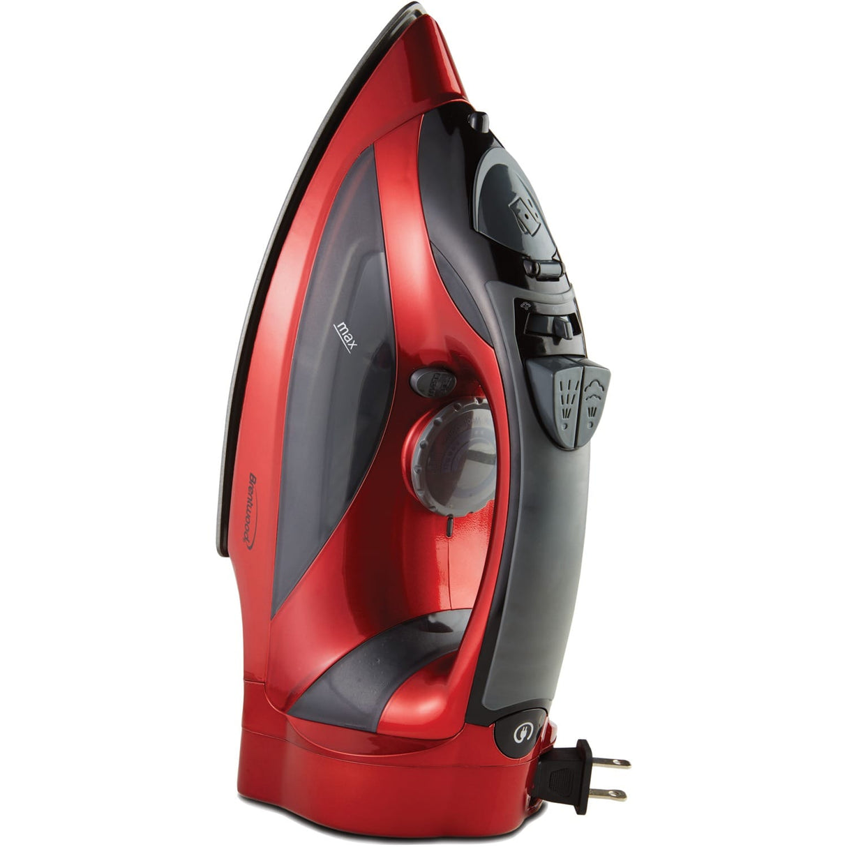 Brentwood 1200-Watt Nonstick Steam Iron with Retractable Cord, Red
