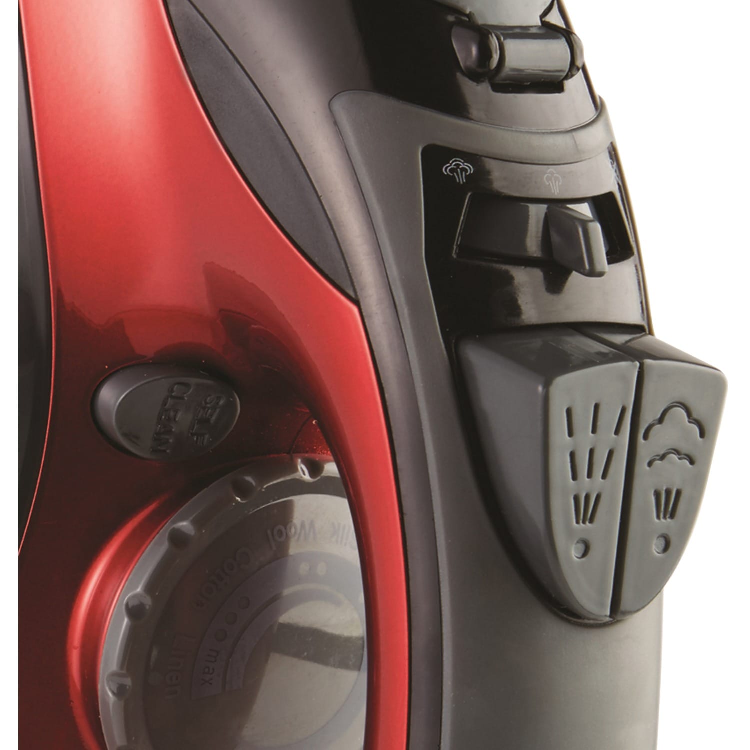 Brentwood 1200-Watt Nonstick Steam Iron with Retractable Cord, Red