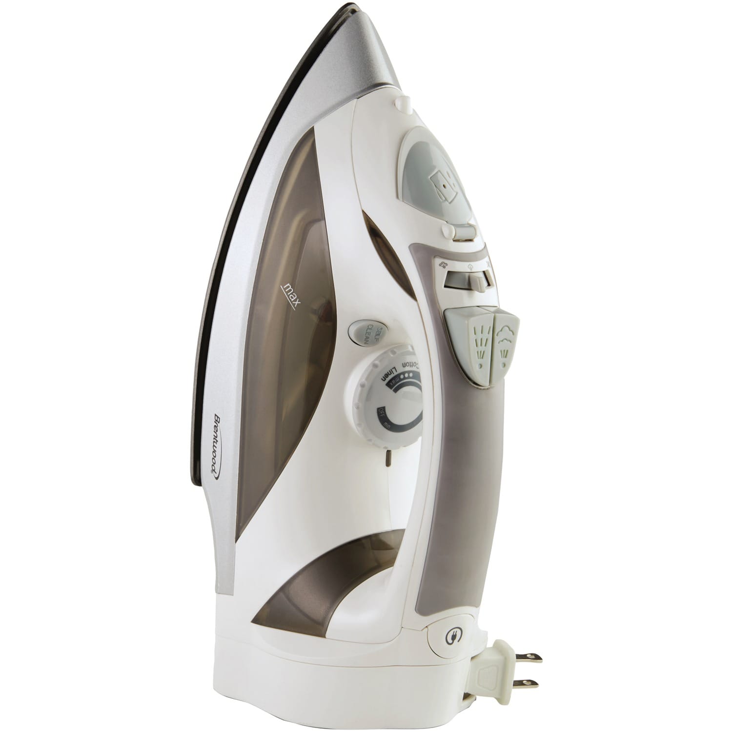 Brentwood 1200-Watt Nonstick Steam Iron with Retractable Cord, White