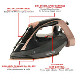 Brentwood MPI-69BKRG Nonstick Ceramic Steam Iron, Black and Rose Gold