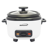 Brentwood 3-Cups Uncooked/6-Cups Cooked Electric Rice Cooker with Measuring Cup and Spatula, White