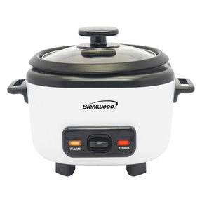 Brentwood 3-Cups Uncooked/6-Cups Cooked Electric Rice Cooker with Measuring Cup and Spatula, White