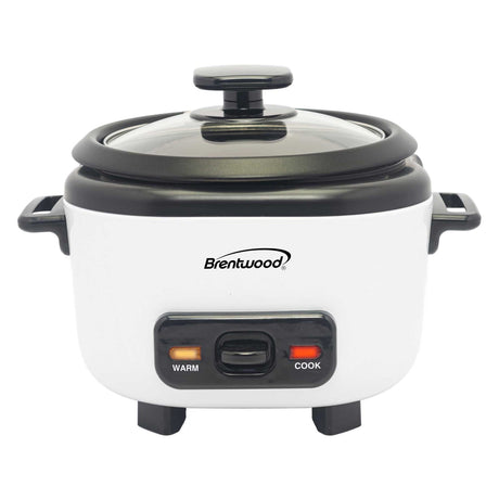 Brentwood 3-Cups Uncooked/6-Cups Cooked Electric Rice Cooker with Measuring Cup and Spatula, White