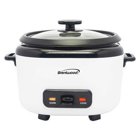 Brentwood 5-Cups Uncooked/10-Cups Cooked Electric Rice Cooker with Measuring Cup and Spatula, White