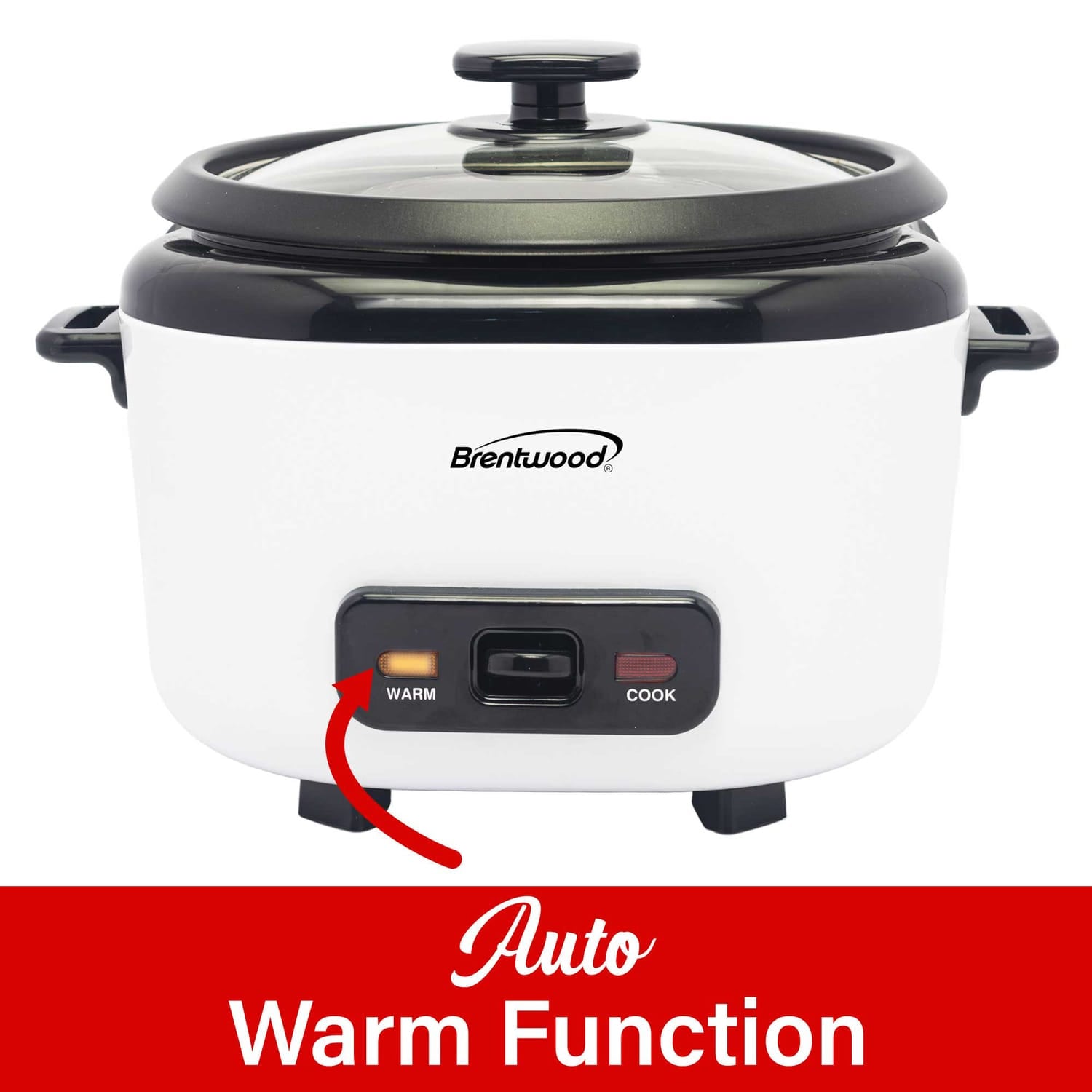 Brentwood 5-Cups Uncooked/10-Cups Cooked Electric Rice Cooker with Measuring Cup and Spatula, White