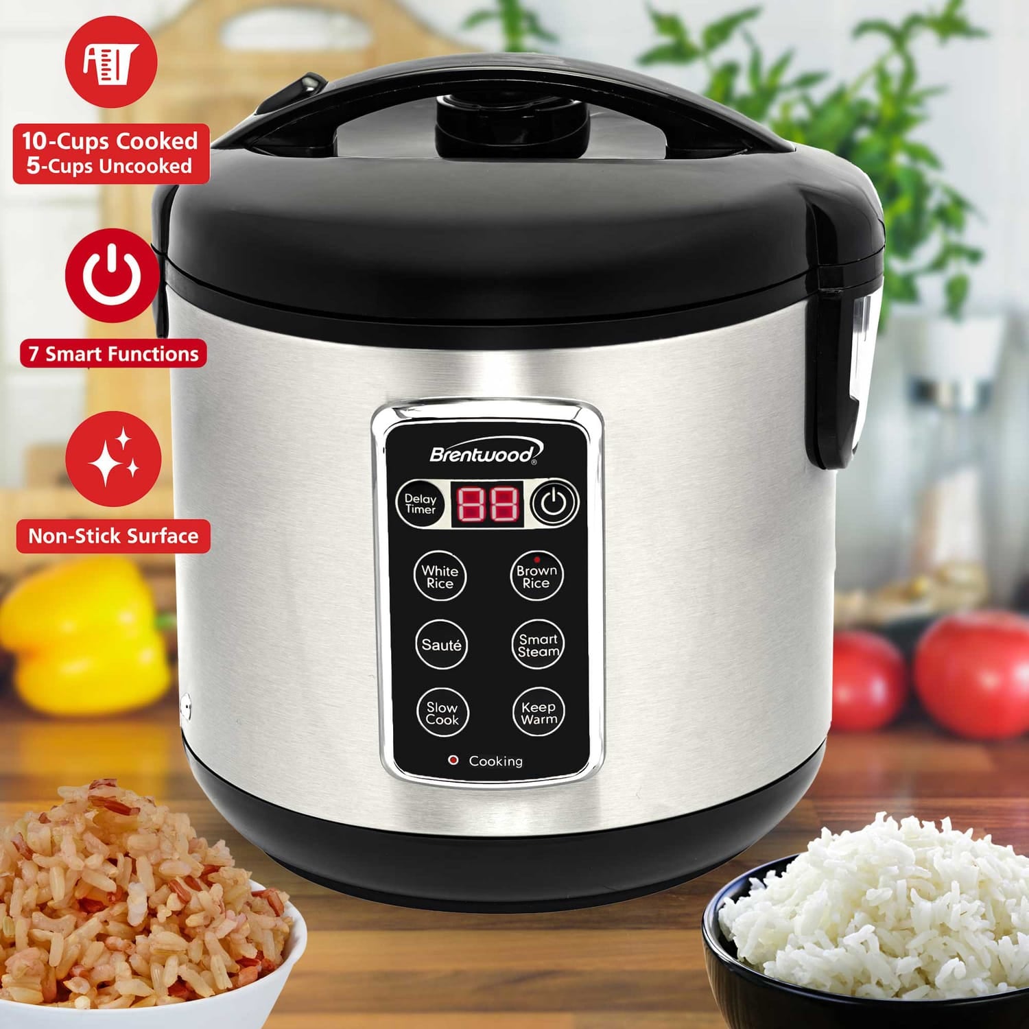 Brentwood 7-Function Electric Smart Multi-Cooker, 10 Cup
