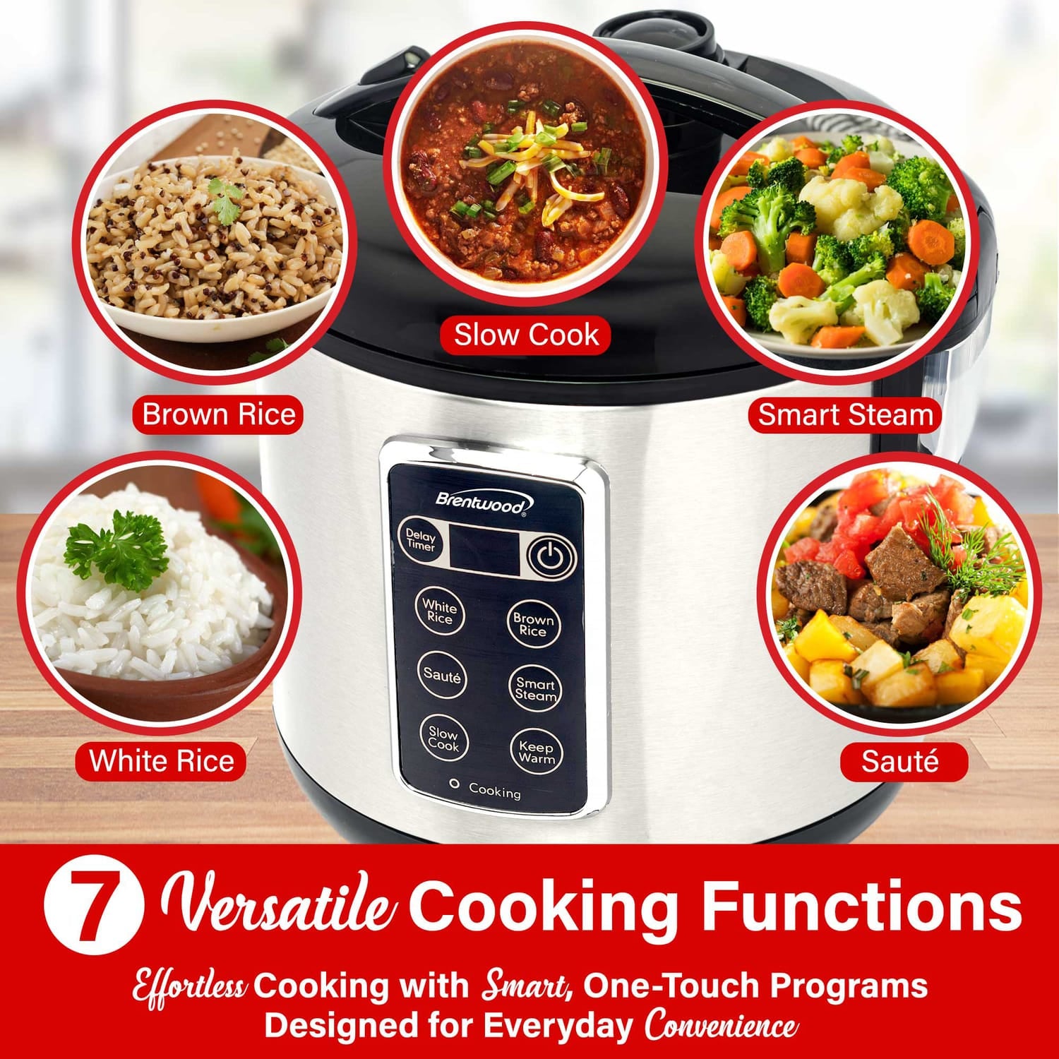 Brentwood 7-Function Electric Smart Multi-Cooker, 10 Cup