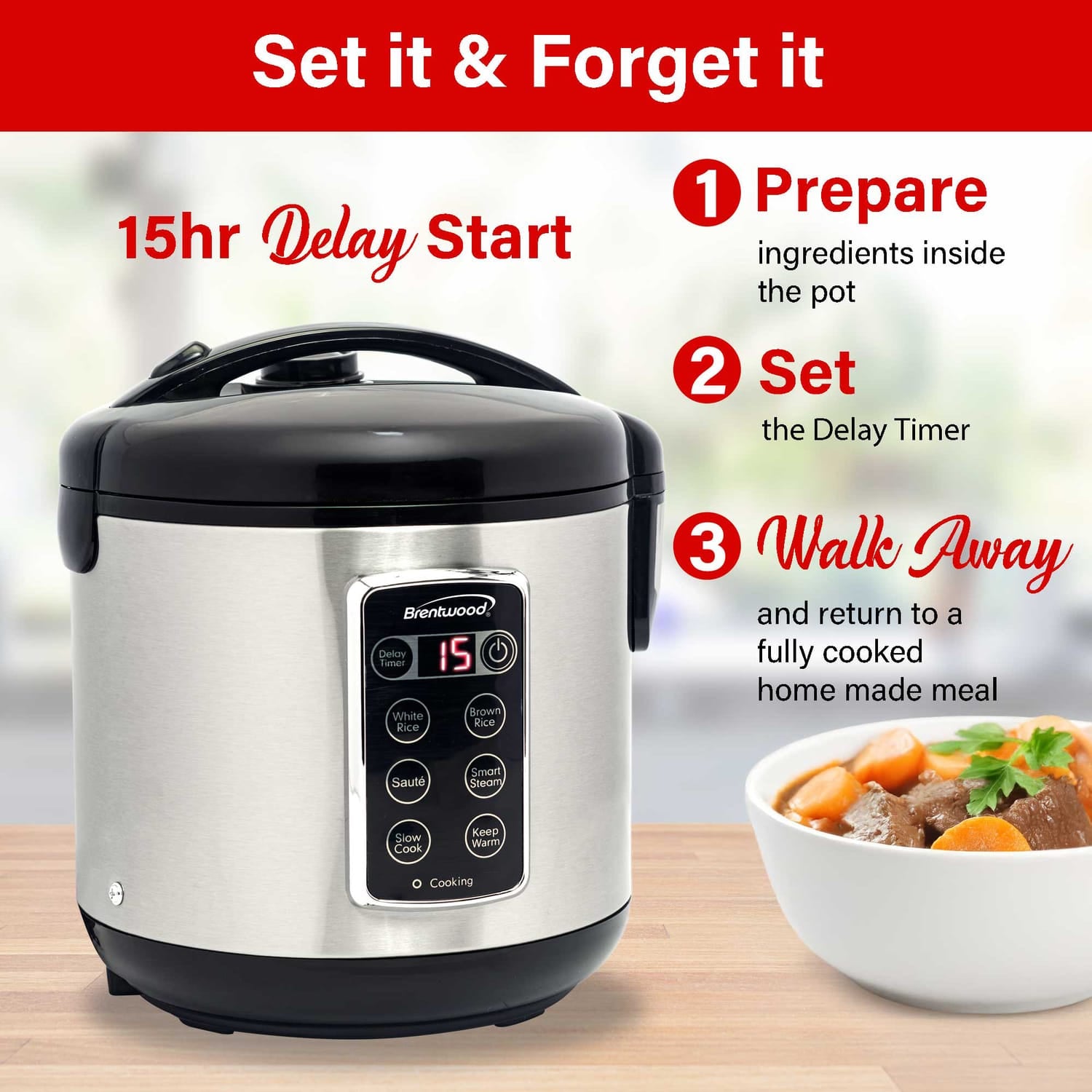 Brentwood 7-Function Electric Smart Multi-Cooker, 10 Cup