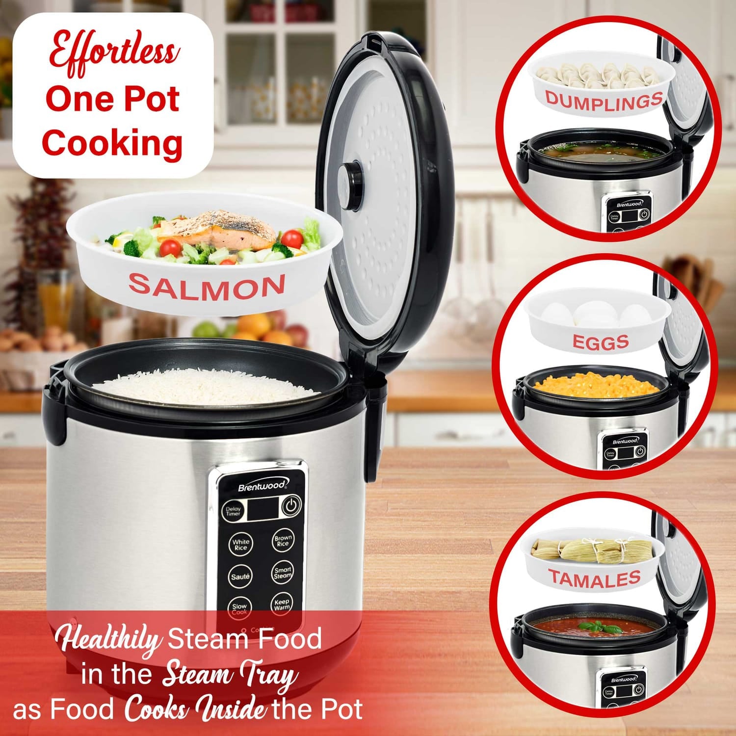 Brentwood 7-Function Electric Smart Multi-Cooker, 16 Cup