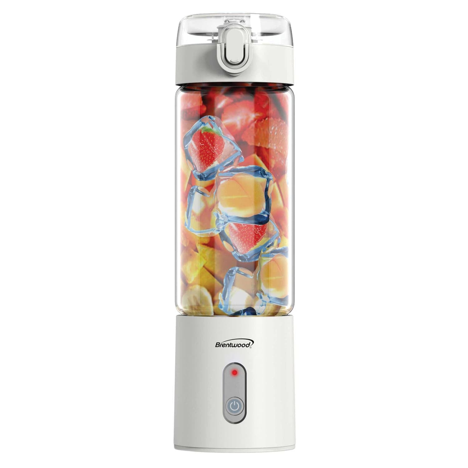 Brentwood 50-Watt 17-Oz. Portable Battery-Operated USB-Chargeable Glass Blender, White