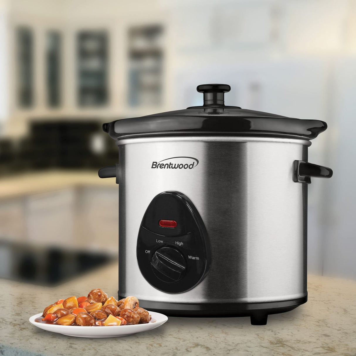 Brentwood 3-Qt. 170-Watt Slow Cooker, Stainless Steel