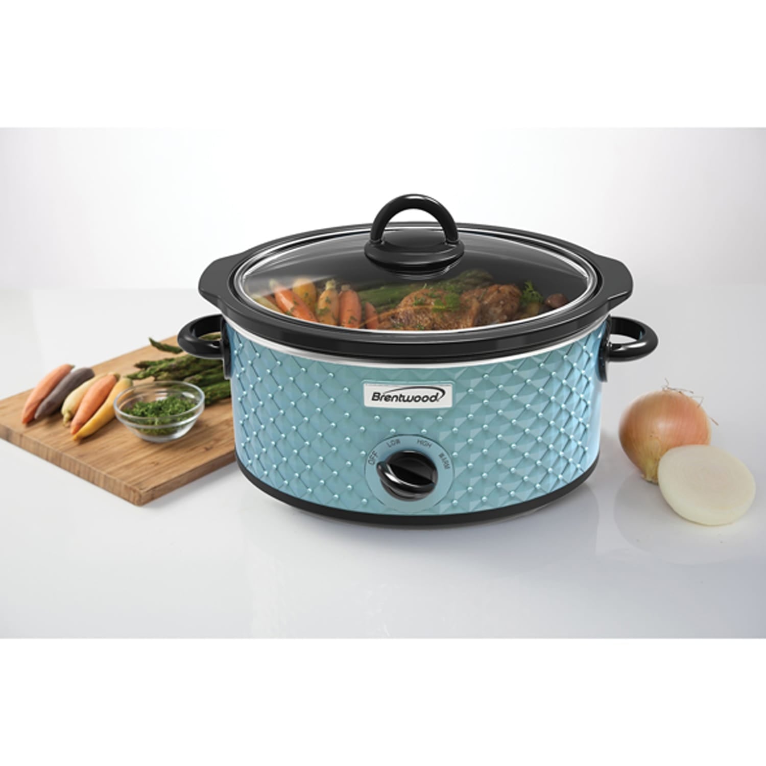 Brentwood 3.5-Quart Diamond-Pattern Slow Cooker, Blue