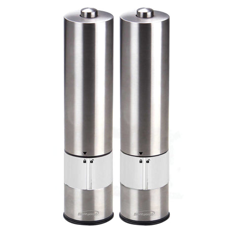 Brentwood Electric Blue LED Stainless Steel Salt and Pepper Adjustable Ceramic Grinders